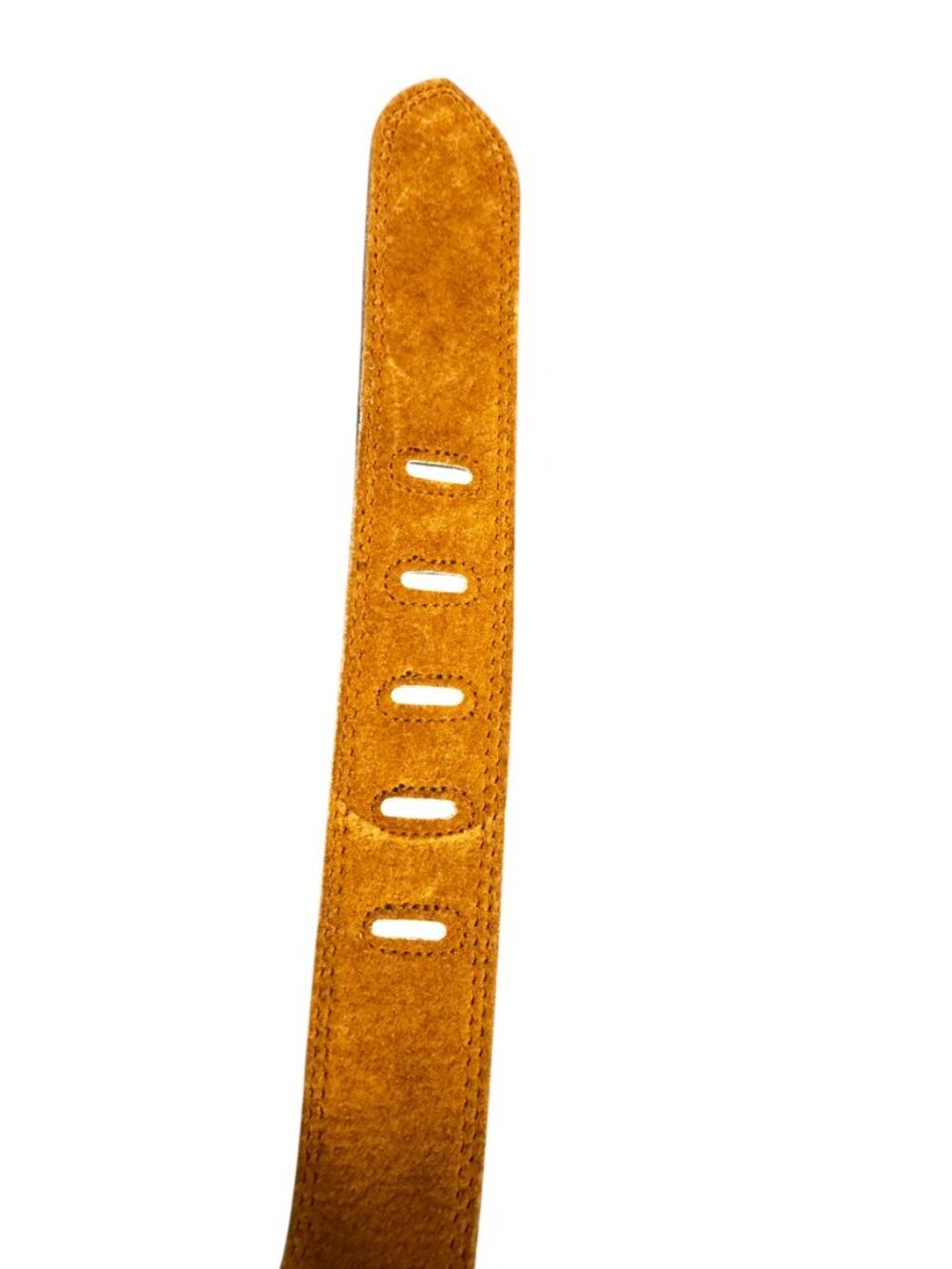 EXPRESS Compagnie Internationale Brown Suede Leather Belt Gold Buckle M Vintage - Picture 3 of 8